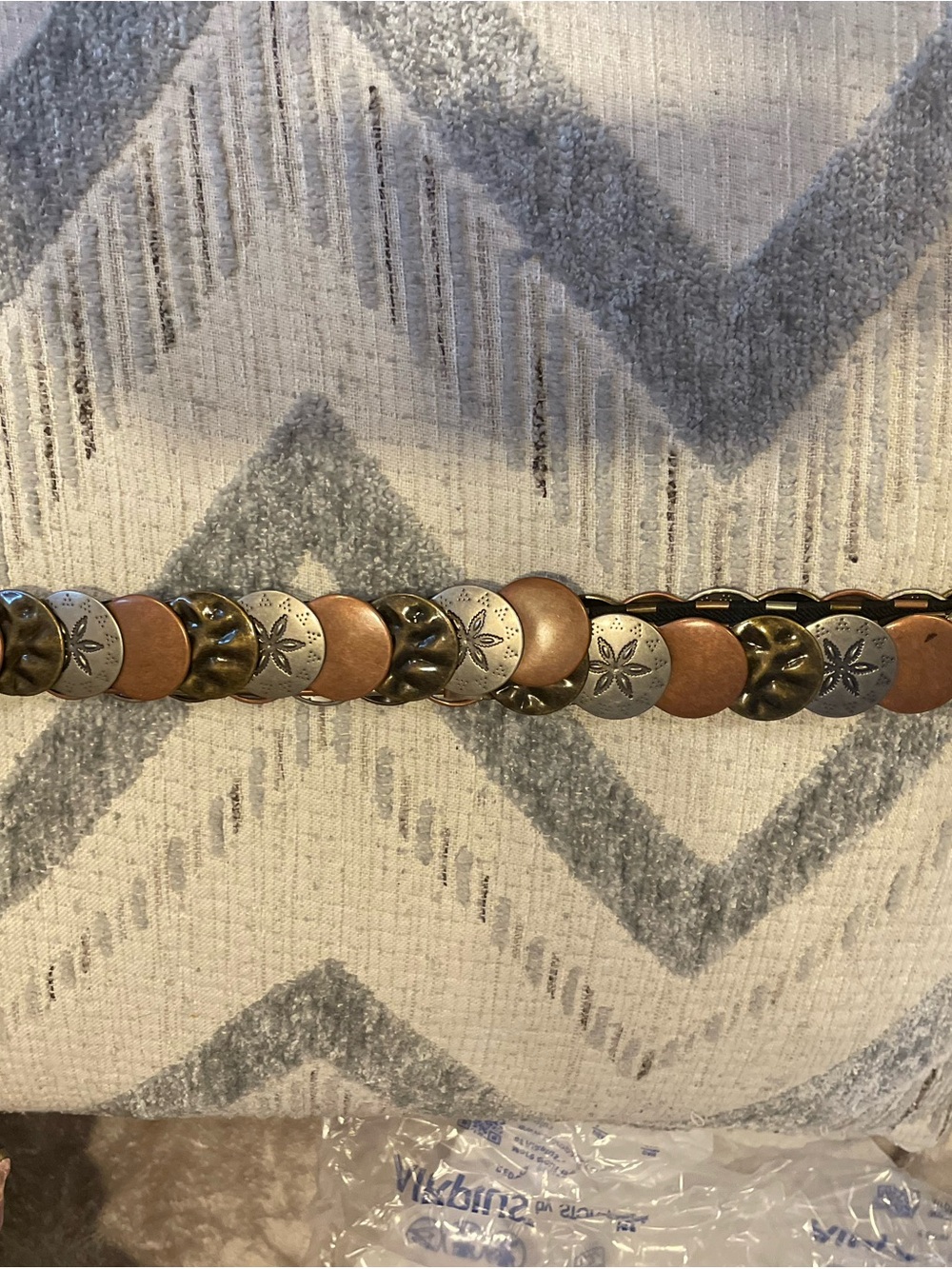 Decorative Copper and Brass-Tone Disc Accent Belt